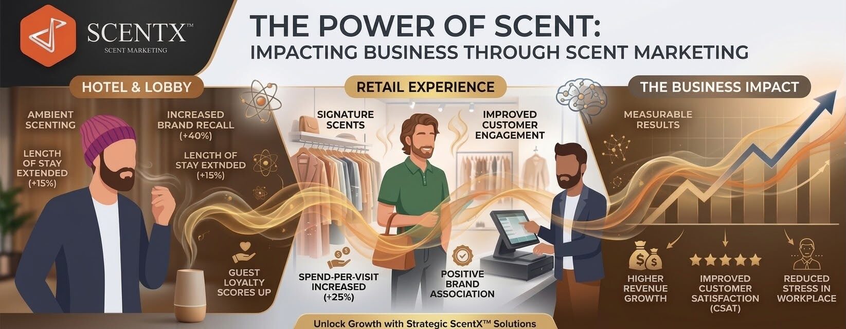 The Power of Scent: how scent marketing affects hotel lobbies, retail floors and business results — brand recall up 40%, length of stay up 15%, spend per visit up 25%.
